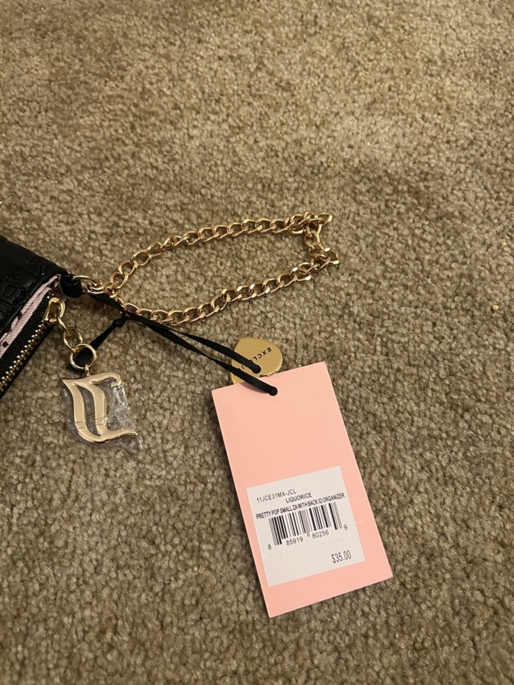 Juicy Couture Black Embossed Leather Zip Wallet with Gold Hardware - Picture 5 of 6